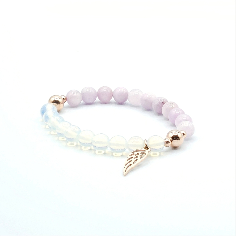 METATRON'S CHILD, Kunzite & Quartz, 14kt Rose Quartz, "QUAN YIN" 'MYSTIC MALA'